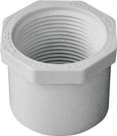 GENOVA 300 Series 34254 Pipe Reducing Bushing, 1-1/2 in Spigot x 1-1/4 in FIP, White