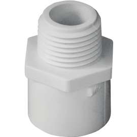 GENOVA 300 Series 30405 Pipe Adapter, 1/2 in Slip, 1/2 in MIP, White