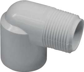 GENOVA 300 Series 32810 Street Pipe Elbow, 1 in Slip, 1 in MIP, 90 deg, White
