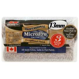 BENNETT 3PK MP13MM Roller Refill, 13 mm Thick Nap, 9-1/2 in L, Microfiber Cover, Blue