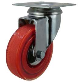 Shepherd Hardware 6266 Swivel Caster, 3 in Dia Wheel, Polyurethane Wheel, Red, 132 lb