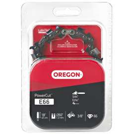 Oregon PowerCut E66 Chainsaw Chain, 18 in L Bar, 0.05 Gauge, 3/8 in TPI/Pitch, 66-Link