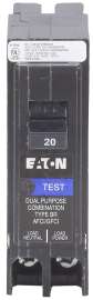 EATON BRP120DF Circuit Breaker, AFCI, BR, GFCI, 20 A, 1 -Pole, 120 VAC, Plug Mounting