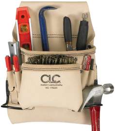 CLC Tool Works 178234 Nail and Tool Bag, 8-Pocket, Leather, White
