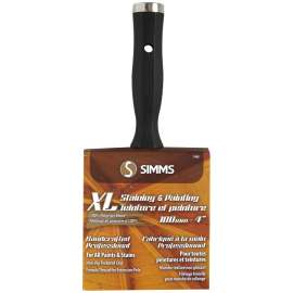 SIMMS XL Series 1960-100 Stain and Paint Brush, 4 in W, 3-1/8 in L Bristle, Polyester Bristle, Non-Slip Handle