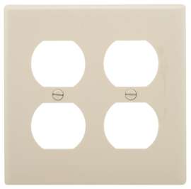 Eaton Wiring Devices 5150LA Receptacle Wallplate, 4-1/2 in L, 2-3/4 in W, Standard, 2 -Gang, Nylon, Light Almond