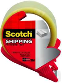 Scotch 3350S-RD Lightweight Packaging Tape, 54.6 yd L, 1.88 in W, 2.2 mil Thick, Hot Melt Adhesive, Clear