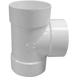 GENOVA 400 Series 41440 Bullnose Tee, 4 in Run, Hub Run Connection, 4 in Branch, Hub Branch Connection, White