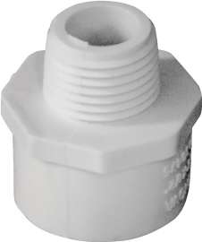 GENOVA 300 Series 30475 Reducing Adapter, 3/4 in Slip, 1/2 in MIP, White