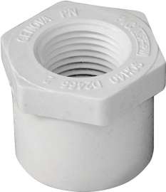GENOVA 300 Series 34215 Pipe Reducing Bushing, 1 in Spigot x 1/2 in FIP, White