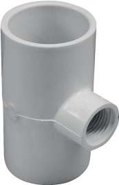 GENOVA 300 Series 31480 Pipe Reducing Tee, 1-1/4 x 1/2 in Run, Slip Run Connection, 1-1/4 in Branch, White