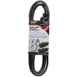 PowerZone Extension Cord, 8 ft L, Black