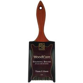 NOUR WoodCare 33-75 Straight Wall Stain Brush, 3 in W, 2-3/4 in L Bristle, Thin Beavertail Handle