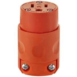 Leviton 515CV-OR Electrical Connector, 2 -Pole, 15 A, 125 VAC, NEMA: NEMA 5-15R, Orange