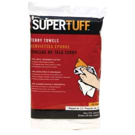 Trimaco SuperTuff 10750 Terry Towel, 17 in L, 14 in W, Cotton, White