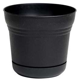 Bloem Ocean SPO500 Saturn Planter, 5 in W, 5 in D, Classic Textured Design, Plastic, Black, Matte