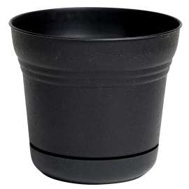 Bloem Saturn SP0700 Planter, 7.3 in Dia, Round, Plastic, Black, Matte