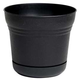Bloem Saturn SP1200 Planter, 12.3 in Dia, Round, Plastic, Black, Matte
