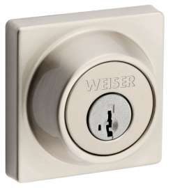 Weiser Elements Series 9GDC94710-062 Deadbolt, Grade 3 Grade, Keyed Key, Satin Nickel, 2-3/8, 2-3/4 in Backset
