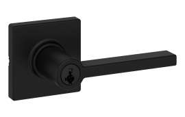Weiser Casey Elements Series 9GLC5350-098 Entry Lever, Grade 3 Grade, Keyed Key, Aluminum, Matte Black, KW1, SC1 Keyway