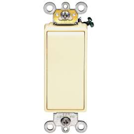 Decora Plus S11-05621-2IS AC Quiet Rocker Switch, 20 A, 120/277 V, Back Wire, Self-Grounding, Side Wire Terminal