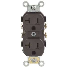 Decora S00-0CR20-00S Duplex Receptacle, 2 -Pole, 20 A, 125 VAC, Side Wiring, NEMA: 5-20R, Brown