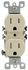 Decora S01-W5320-T0I Duplex Receptacle, 2 -Pole, 15 A, 125 VAC, Push-In, Side Wiring, NEMA: 5-15R, Ivory