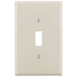 Leviton 00PJ1-00T Switch Wallplate, 4-7/8 in L, 3-1/8 in W, 1 -Gang, Nylon, Light Almond