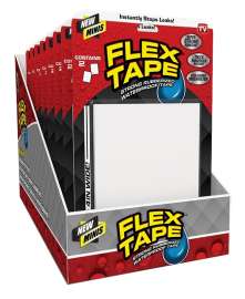 FLEX TAPE TFSWHTMINI Mini Duct Tape, 4 in L, 3 in W, Plastic Backing, White