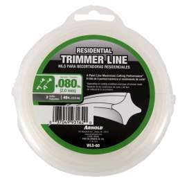ARNOLD WLS-80 Trimmer Line, 0.08 in Dia, 40 ft L, Nylon