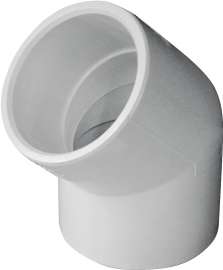 GENOVA 300 Series 30615 Pipe Elbow, 1-1/2 in Slip, 45 deg, White