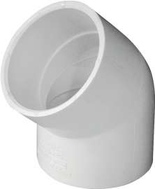 GENOVA 300 Series 30620 Pipe Elbow, 2 in Slip, 45 deg, White