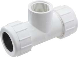 NDS CPT-0500-T Pipe Tee, 1/2 in Run, Compression Run Connection, 1/2 in Branch, FNPT Branch Connection, White