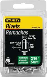 STANLEY PAA64-5B Pop Rivet, Reusable, 1-1/2 in L, Aluminum