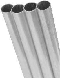 K & S 1111 Decorative Metal Tube, Round, 36 in L, 3/16 in Dia, 0.014 in Wall, Aluminum