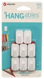 VELCRO Brand HANGables VEL-30103-USA Removable Wall Hook, 0.5 lb, 8-Hook, White