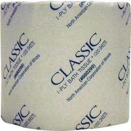 North American Paper Classic 880299 Bathroom Tissue, 1-Ply, 1000 Roll