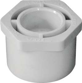GENOVA 300 Series 30257 Pipe Reducing Bushing, 1-1/2 in Spigot x 3/4 in Slip, White