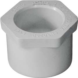 GENOVA 300 Series 30250 Pipe Reducing Bushing, 1-1/2 in Spigot x 1 in Slip, White