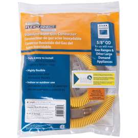 B & K G012YE101048RP Gas Connector, 1/2 in, MIP x MIP, Stainless Steel, Epoxy-Coated, 48 in L, 5/8 in OD