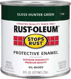 RUST-OLEUM STOPS RUST 7738730 Protective Enamel, Gloss, Hunter Green, 0.5 pt Can