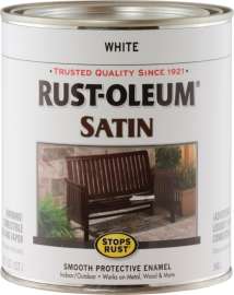 RUST-OLEUM STOPS RUST 7791502 Satin Enamel, Satin, White, 1 qt, Can