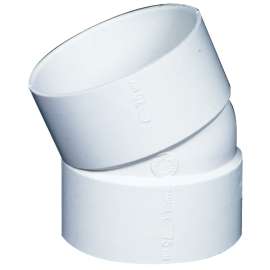 IPEX 040964 Sewer and Drain Pipe Elbow, 4 in, Hub, 22.5 deg Angle, PVC