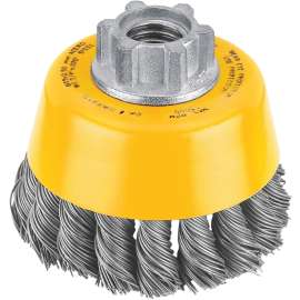 DeWALT DW4910 Wire Cup Brush, 7/8 in L Bristle, 0.02 in Dia Bristle, 5/8-11 Arbor/Shank, 3 in Dia