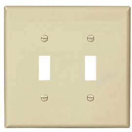 EATON PJ2LA Switch Wallplate, 4.87 in L, 4.94 in W, 2 -Gang, Polycarbonate, Light Almond, High-Gloss