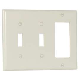 Eaton Wiring Devices 2173LA Combination Wallplate, 4-1/2 in L, 2-3/4 in W, Standard, 3 -Gang, Thermoset