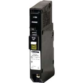 Square D QO115PCAFIC Circuit Breaker, CAFCI, Mini, 15 A, 1 -Pole, 120 V, Plug Mounting