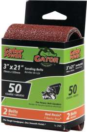 Gator 3147 Sanding Belt, 3 in W, 21 in L, 50 Grit, Coarse, Aluminum Oxide Abrasive