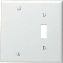 Leviton 002-88006-000 Non-Metallic Wallplate, 4-1/2 in L, 2-3/4 in W, 2 -Gang, Thermoset, White, Smooth