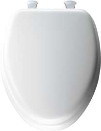 Mayfair 113EC-00 Toilet Seat with Cover, Elongated, Vinyl/Wood, White